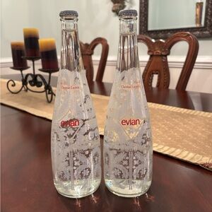 2 CHRISTIAN LACROIX Limited Edition EVIAN Glass COLLECTABLE Bottles